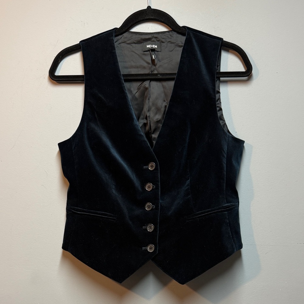 ME+EM deep teal/blue Velvet Vest